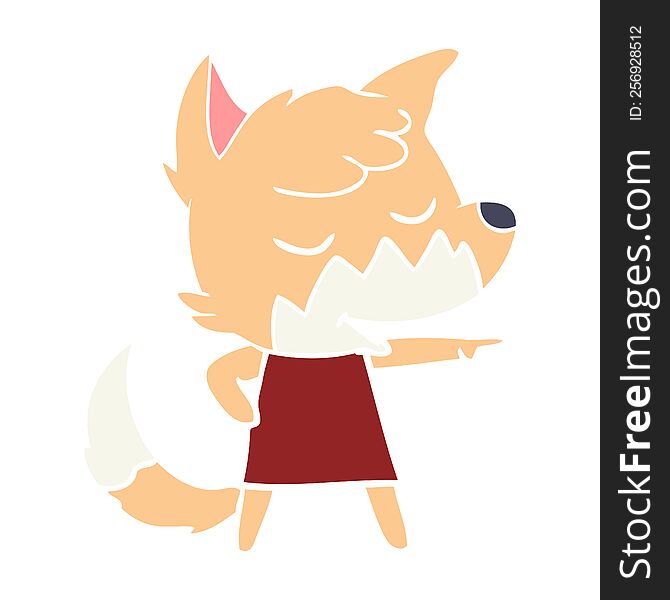 Friendly Flat Color Style Cartoon Fox Girl