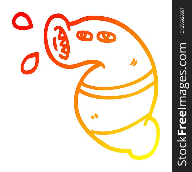 warm gradient line drawing of a cartoon monster leech