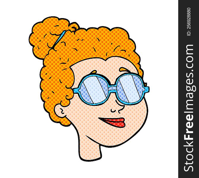 Cartoon Woman Wearing Spectacles