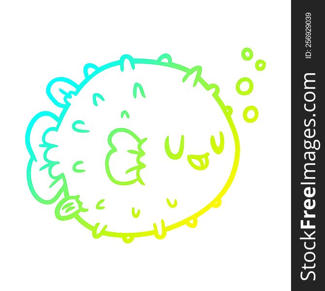 Cold Gradient Line Drawing Blowfish