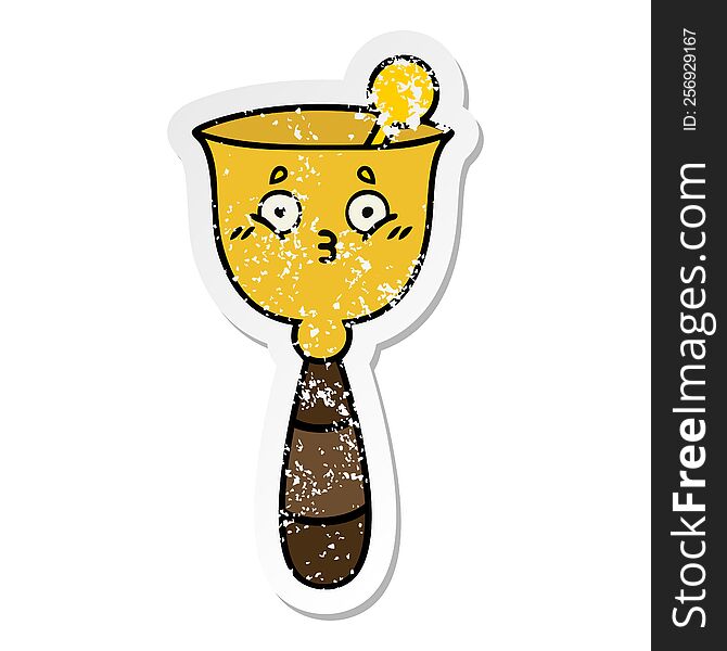 distressed sticker of a cute cartoon school bell