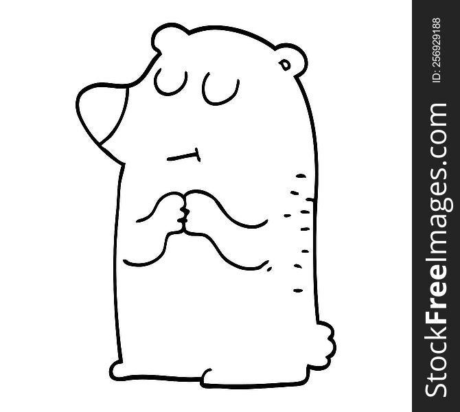 line drawing cartoon shy bear