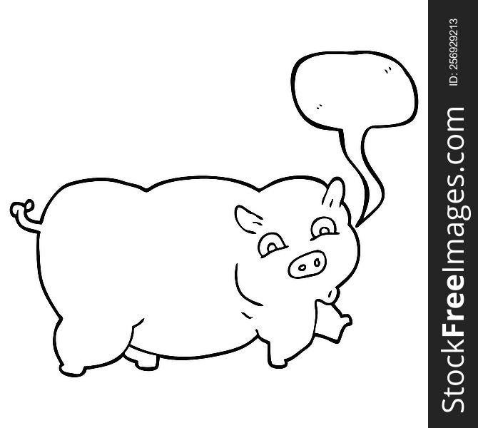 freehand drawn speech bubble cartoon pig