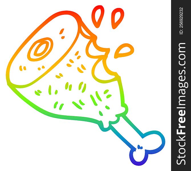 rainbow gradient line drawing of a cartoon cooked meat
