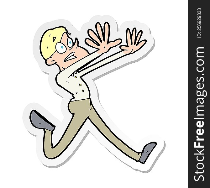 Sticker Of A Cartoon Man Running Away