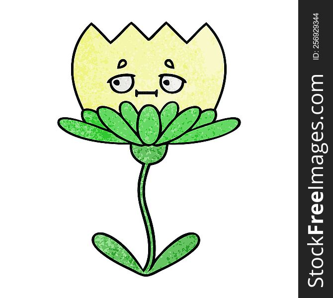 Retro Grunge Texture Cartoon Flower