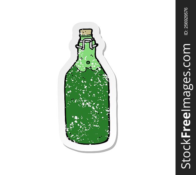 Retro Distressed Sticker Of A Cartoon Bottle
