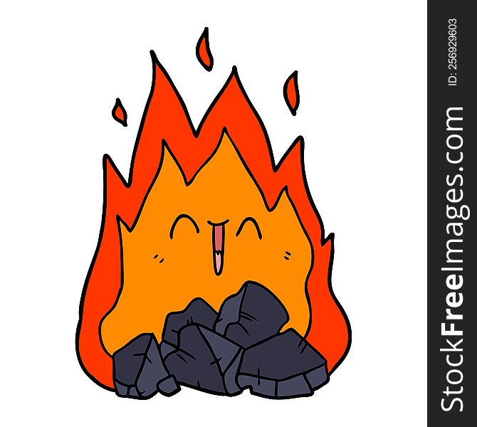 cartoon blazing coal fire. cartoon blazing coal fire