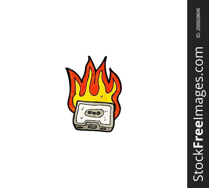 burning cassette tape cartoon