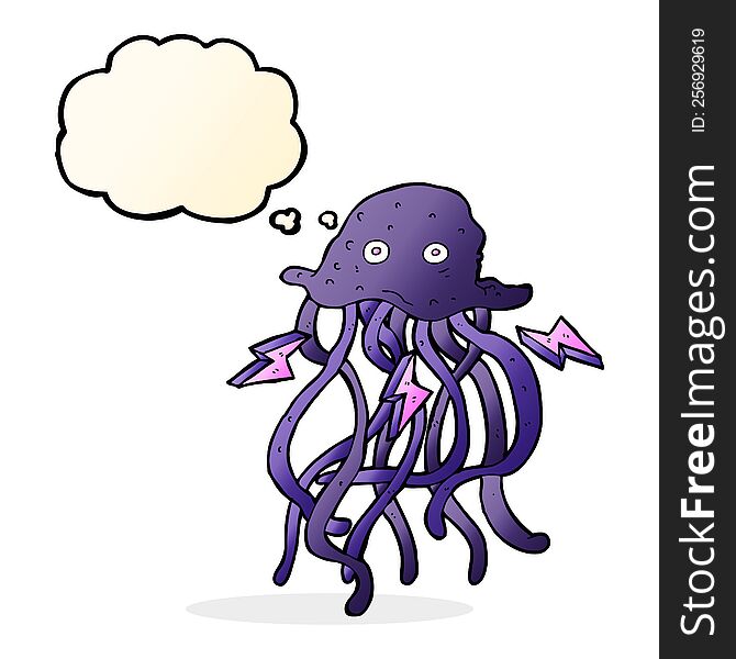 cartoon octopus with thought bubble