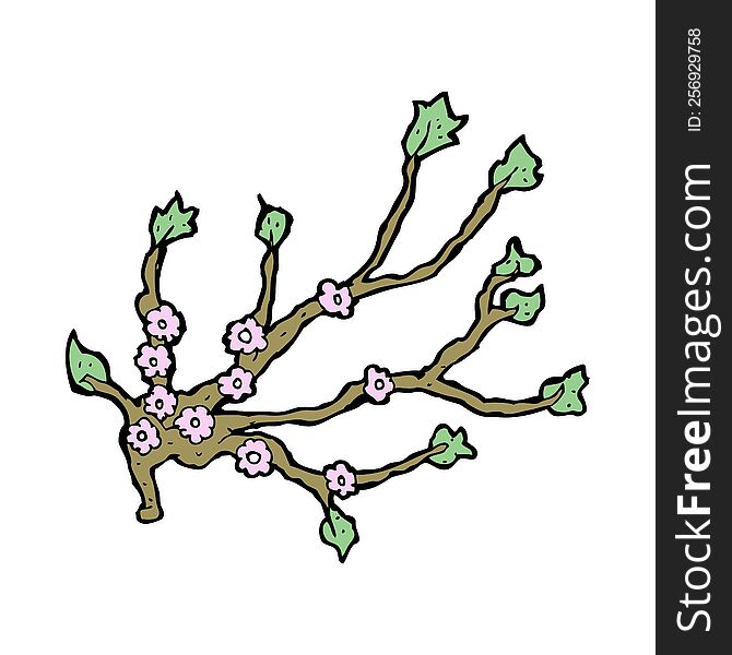 cartoon flowering branch