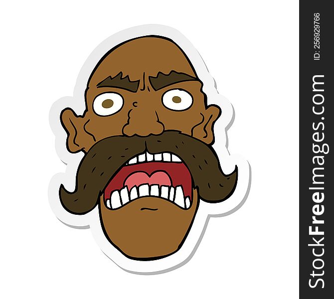 sticker of a cartoon angry old man