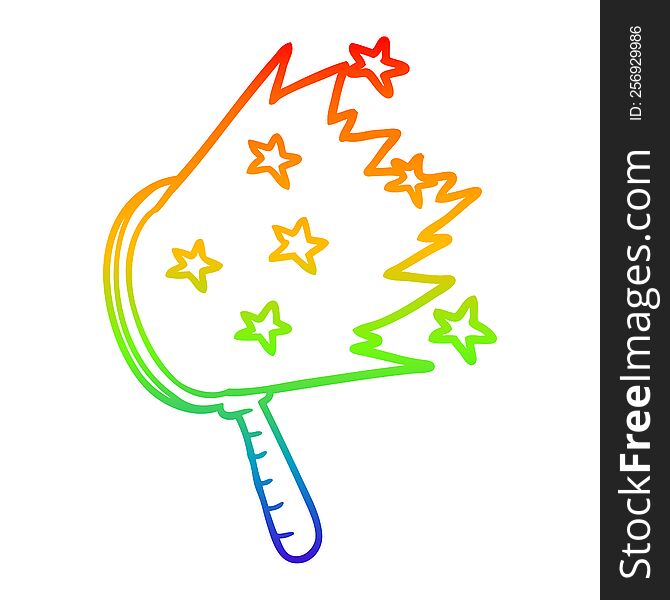 rainbow gradient line drawing of a cartoon magic mirror