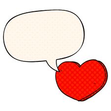 Cartoon Love Heart And Speech Bubble In Comic Book Style Stock Photography