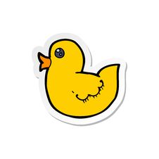 Sticker Of A Cartoon Rubber Duck Royalty Free Stock Photography