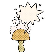 Free Cartoon Mushroom And Spore Cloud And Speech Bubble In Comic Book Style Stock Images - 256938594