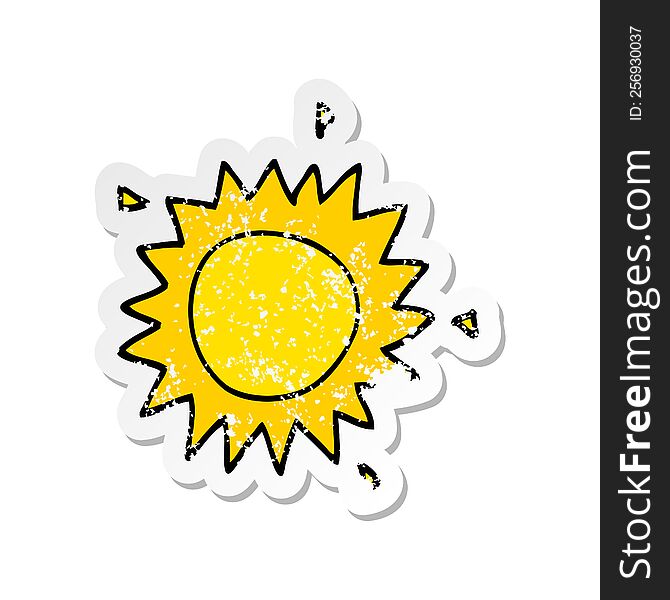 Distressed Sticker Of A Cartoon Sun