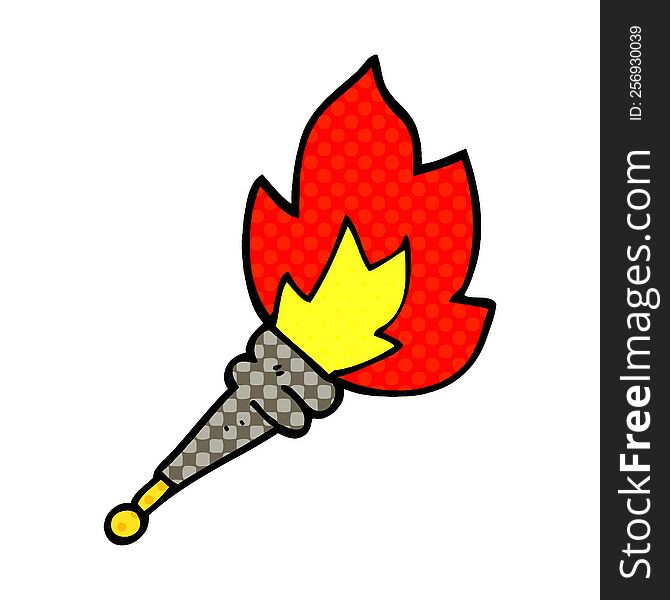 cartoon doodle flaming torch