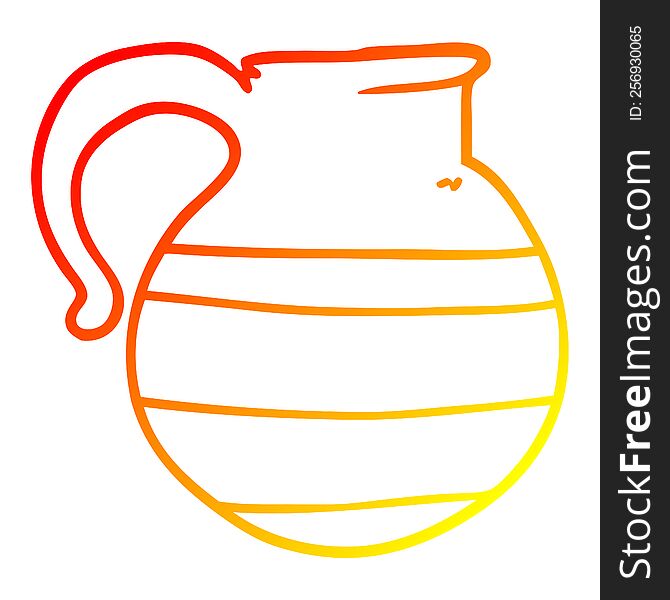 warm gradient line drawing of a cartoon striped jug
