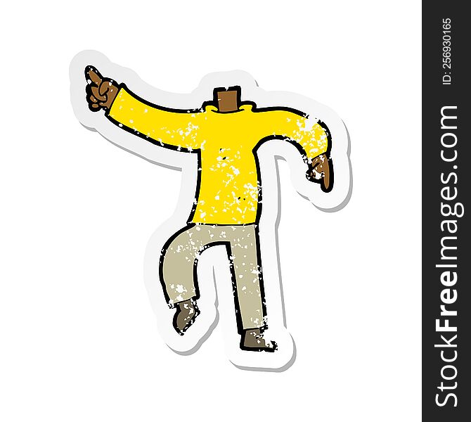 Retro Distressed Sticker Of A Cartoon Pointing Body