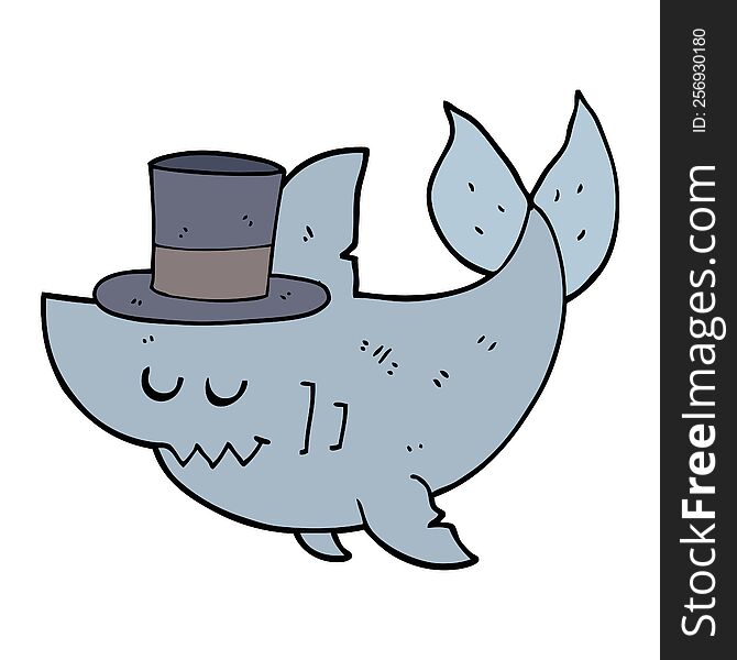 cartoon shark wearing top hat