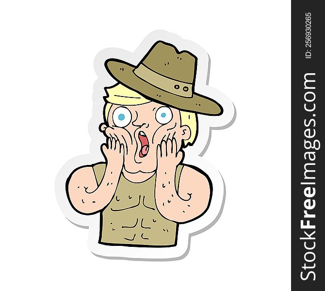 Sticker Of A Cartoon Shocked Australian Guy