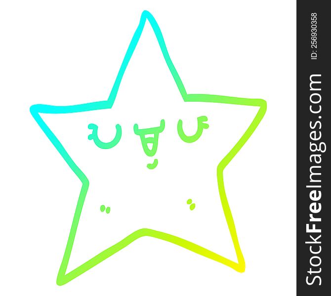 Cold Gradient Line Drawing Cartoon Star
