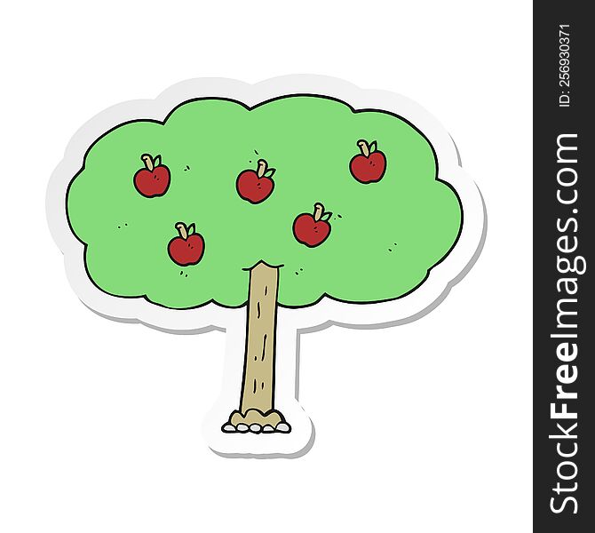 sticker of a cartoon apple tree