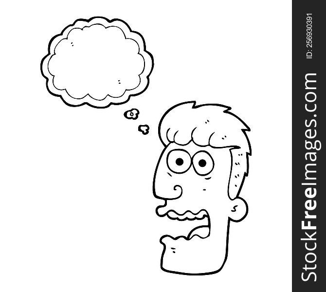 freehand drawn thought bubble cartoon shocked man