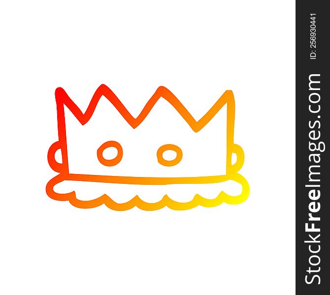 warm gradient line drawing of a cartoon royal crown