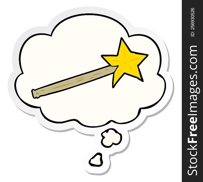 Cartoon Magic Wand And Thought Bubble As A Printed Sticker