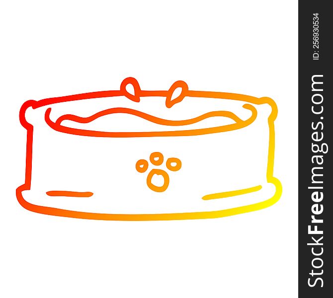 warm gradient line drawing of a cartoon pet bowl
