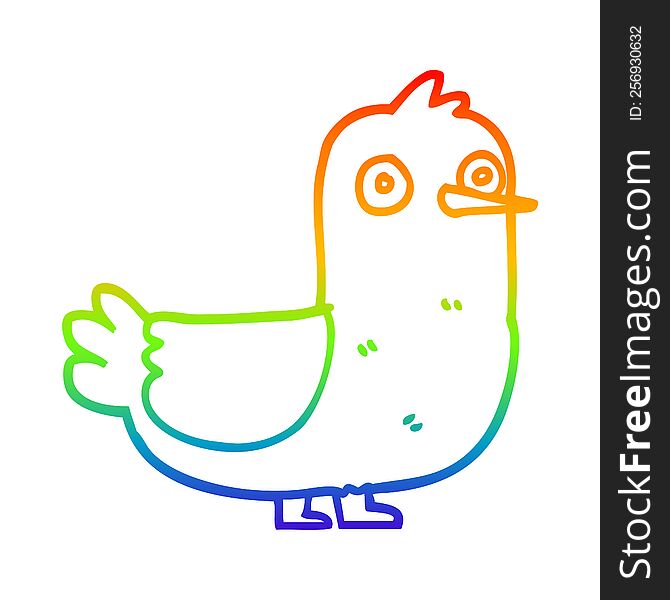 rainbow gradient line drawing of a cartoon seagull