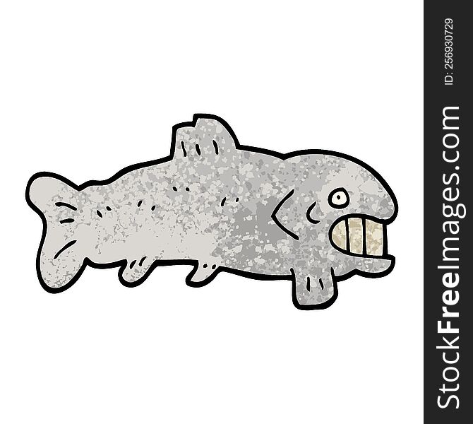 Grunge Textured Illustration Cartoon Large Fish