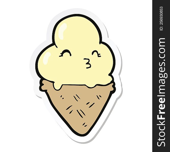 Sticker Of A Cartoon Ice Cream