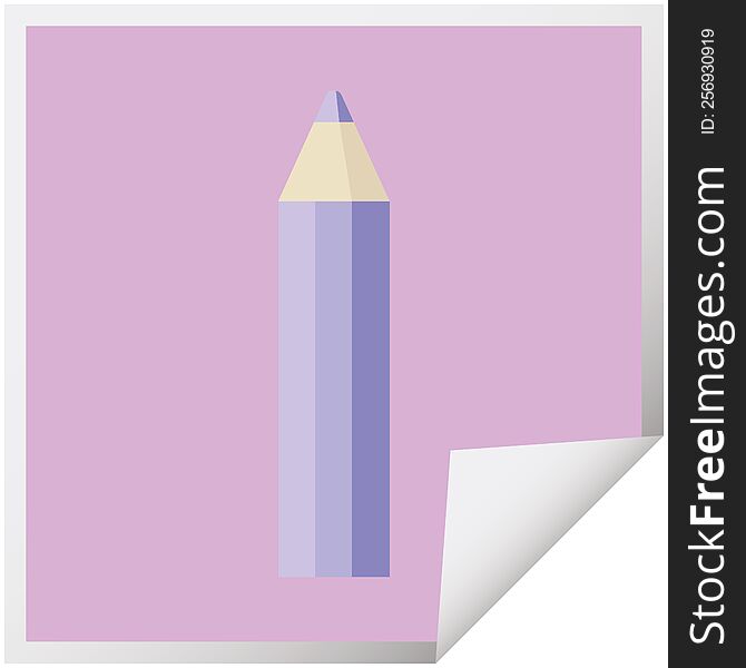 purple coloring pencil graphic vector illustration square sticker. purple coloring pencil graphic vector illustration square sticker