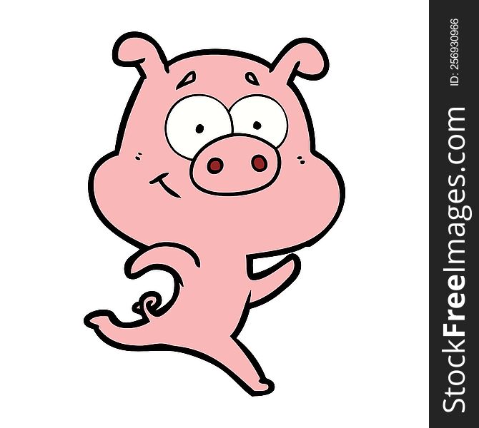 happy cartoon pig running. happy cartoon pig running