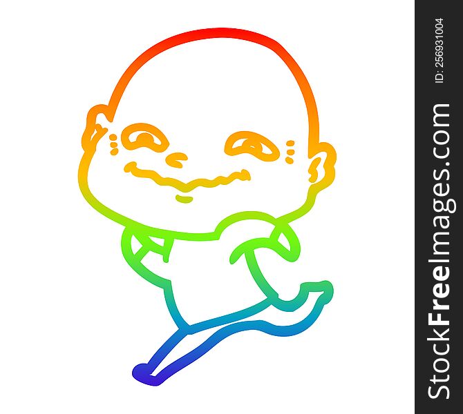 rainbow gradient line drawing of a cartoon creepy guy