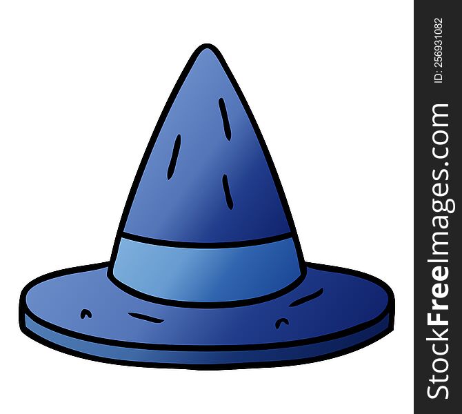hand drawn gradient cartoon doodle of a witches hat