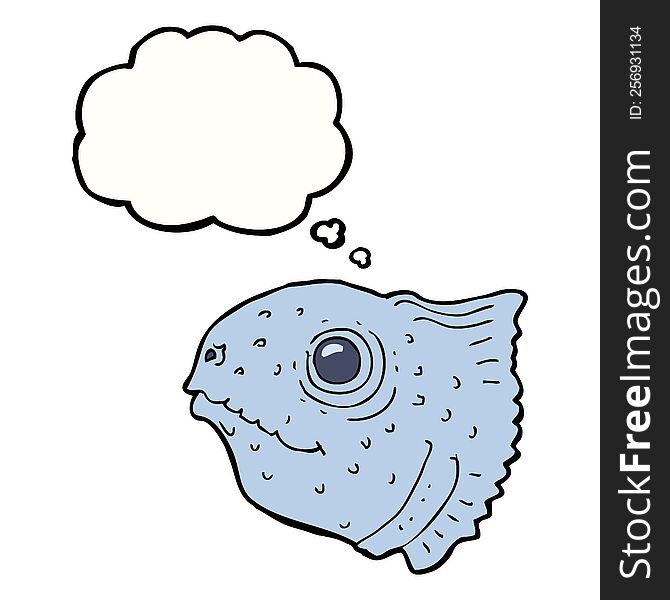 Cartoon Fish Head With Thought Bubble