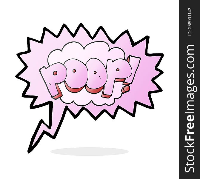 freehand drawn speech bubble cartoon poop! text