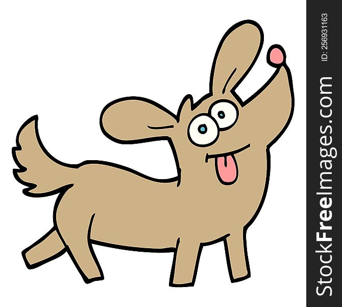 Hand Drawn Doodle Style Cartoon Happy Dog