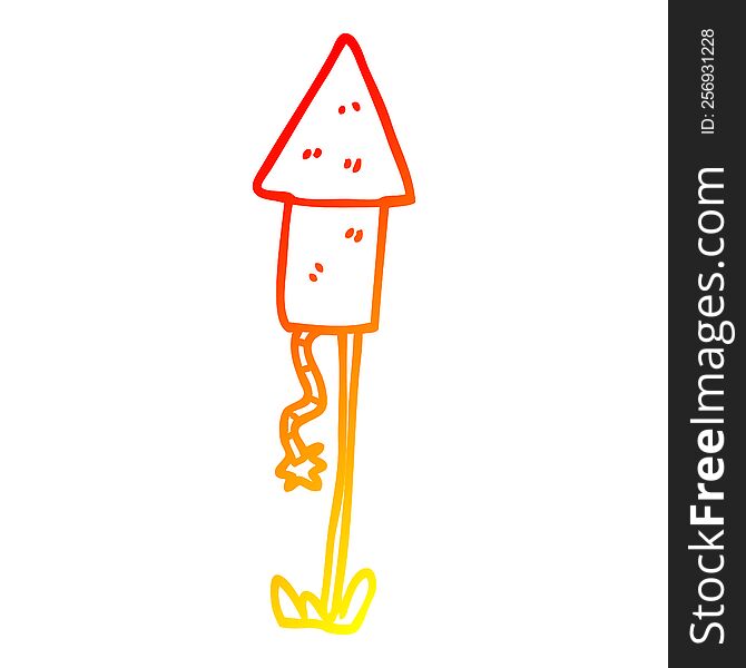 warm gradient line drawing of a cartoon firework rocket