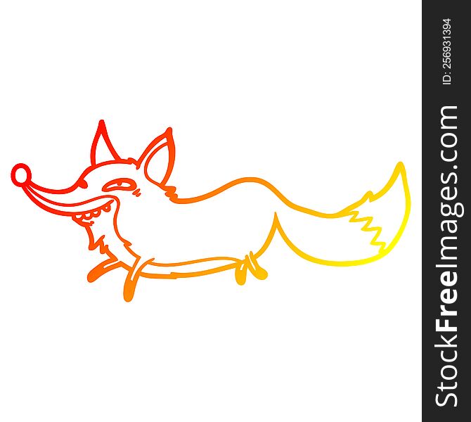 Warm Gradient Line Drawing Cute Cartoon Sly Fox