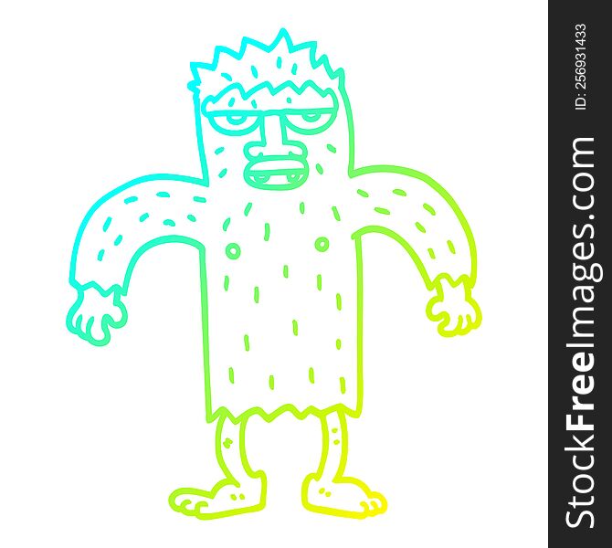 cold gradient line drawing of a cartoon bigfoot creature