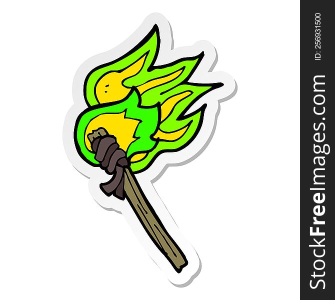 Sticker Of A Cartoon Burning Torch