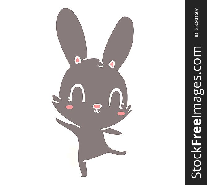 Cute Flat Color Style Cartoon Rabbit Dancing