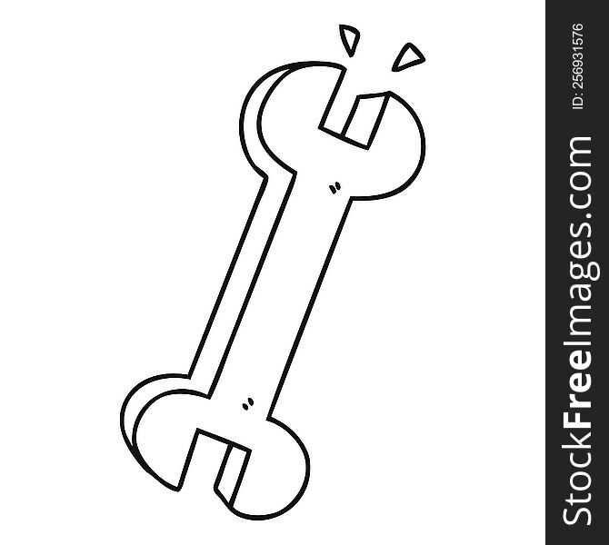 line drawing quirky cartoon spanner. line drawing quirky cartoon spanner