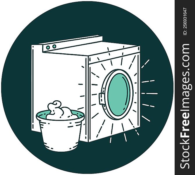 icon of tattoo style washing machine