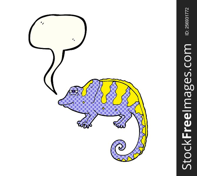 Comic Book Speech Bubble Cartoon Chameleon